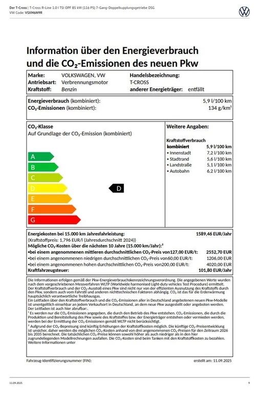 Volkswagen T-Cross 1.0 TSI 85 kW (116 PS) DSG R-Line VLW