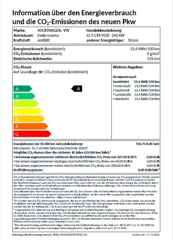 Volkswagen ID.3 GTX Perf. Fire & Ice 79kWh Fire & Ice VWL